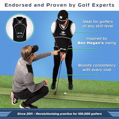 GOLF SWING SHIRT Trainer – Slip-On Training Aid for Swing Correction, Real-Time Feedback, Unisex, Black