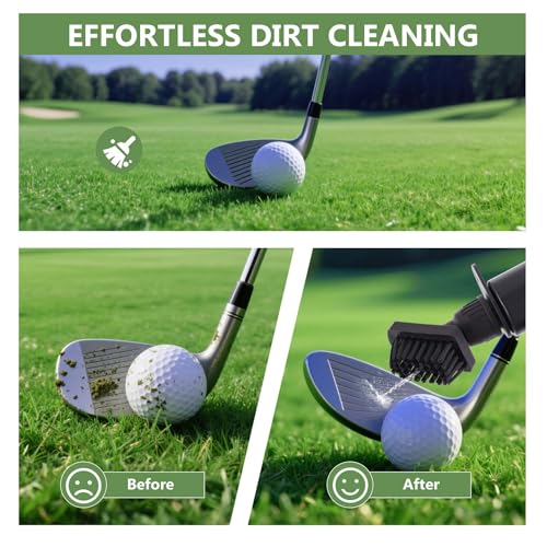 Go Pal Golf Club Cleaner Brush with Retractable Towel - Non-Leaking Water Bottle Design & Microfiber Towel, Portable Golf Accessories with Carabiner for Men & Women