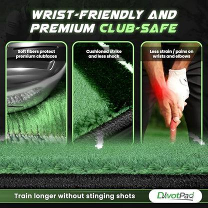 Patented Golf Training Aid, Golf Mats Practice Indoor & Outdoor, Soft Fibre, Real Give, 5 lb, Woven Alignment, Extra Pad, Home Backyard Swing Trainer, Hitting Mat, Accessories Gift Men, Women