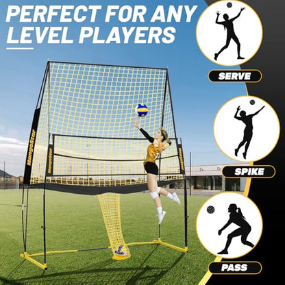 MangoStar Volleyball Training Equipment, Volleyball Net System with Freely Height-Adjustable for Backyard, Volleyball Practice Net for Serving Setting Spiking, Easy Set Up for Indoor and Outdoor Use