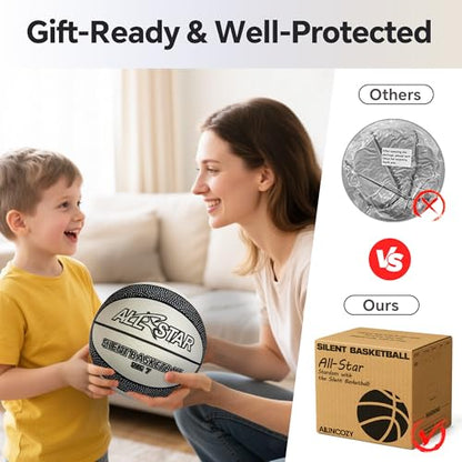 Covered Silent Basketball, Fabric Cover Soft Foam Airless Basketball, High Bounce, Noise-Free Training Ball