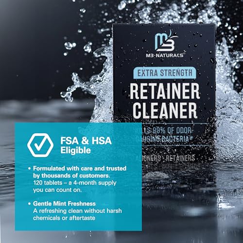 Retainer Cleanser Tablets Invisalign Cleaner, Removes Odors Discoloration Stains and Plaque 4 Month Supply Denture Cleansers Retainers Mouth Guards Denture Bath Mint by M3 - size: 120 Count