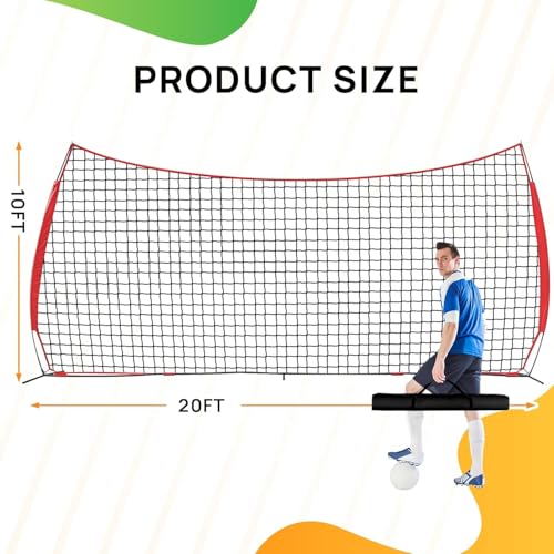 7x7ft/12x9ft/16x10ft/20x10ft Barricade Backstop Net, Sports Barrier Net, Multi-Sport Net with Carry Bag, Protective Screen for Practice- Baseball, Softball, Lacrosse, Soccer, Basketball, Tennis - size: 20x10 ft