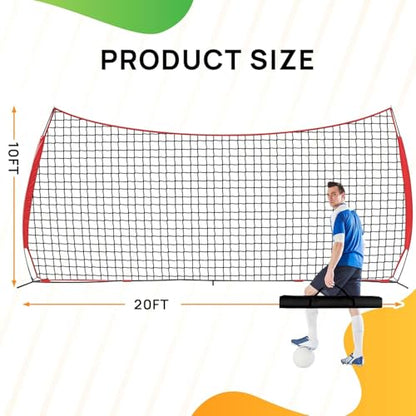 7x7ft/12x9ft/16x10ft/20x10ft Barricade Backstop Net, Sports Barrier Net, Multi-Sport Net with Carry Bag, Protective Screen for Practice- Baseball, Softball, Lacrosse, Soccer, Basketball, Tennis - size: 20x10 ft