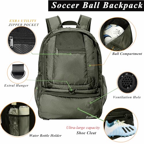 Soccer Bag, Basketball Backpack, Sports Equipment Bag with Shoes and Ball Compartment Holds Sneaks, Helmet, Basketball, Football, Vollyball, Gloves - color: Full Black