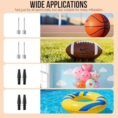 Electric Ball Pump,Smart Air Pump Portable Fast Ball Inflation with Accurate Pressure Gauge and Digital LCD Display for Basketball Football Soccer Volleyball Swimming Balloon(2Pin & 2Nozzle & 1Spout)