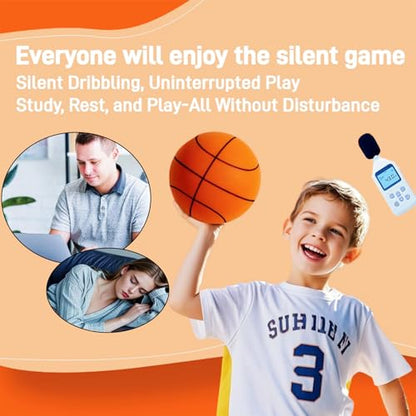 Indoor Basketball Set, 2025 Upgrade Silent Basketball with a Detachable Iron Basketball Hoop, Practicing Dribbling, Shooting, and Dunking Techniques Quietly at Any time Indoors, for Teen boy Gifts