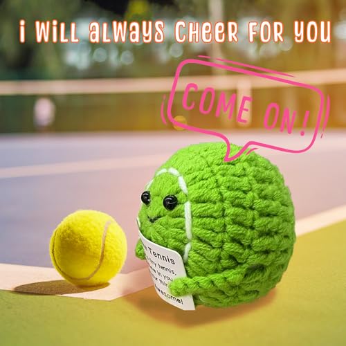 Funny Crochet Mini Tennis Ball Gifts for Tennis Lovers,Birthday Gifts for Men Women Tennis Players Emotional Support Crochet - color: Tennis