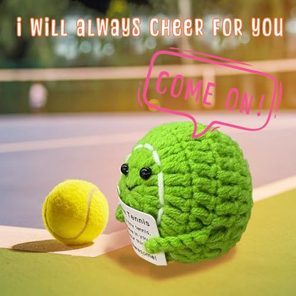 Funny Crochet Mini Tennis Ball Gifts for Tennis Lovers,Birthday Gifts for Men Women Tennis Players Emotional Support Crochet - color: Tennis
