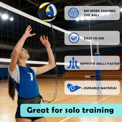 Volleyball Solo Training Set with Adjustable Rebound System – Serve, Set & Spike Practice Equipment for Youth, Teens & Adults