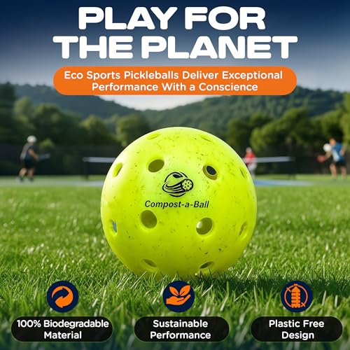 Eco Sports Pickleball Balls Outdoor – Pack of 6, 40 Hole Regulation Outdoor Pickle Balls for Training and Matches – USAPA Approved