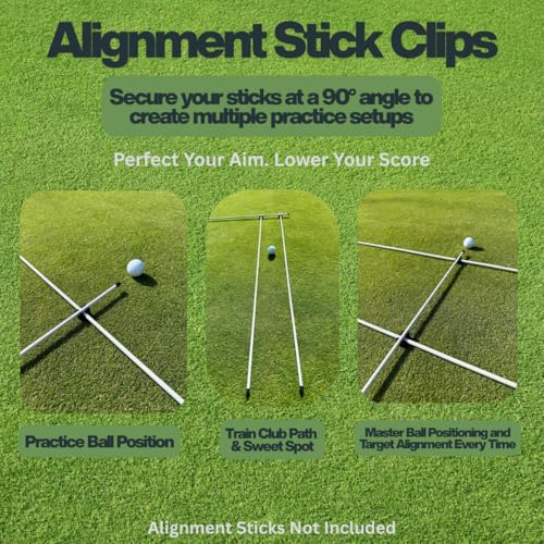 Golf Alignment Stick Clips (3 Pack) – Upgraded New Version – More Flexible & More Durable – Training Aid for Ball Position & Parallel Line Setup