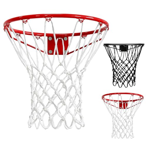 2 Pack Heavy Duty Basketball Net Replacement,2025 Upgrade Heavy Duty Basketball Net, All Weather Anti Whip,12 Loops Fits Standard Indoor or Outdoor Rims - color: White+Black