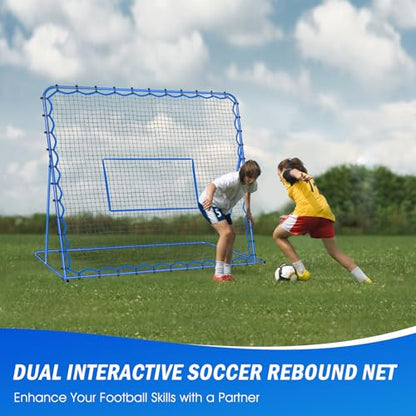 Soccer Baseball Rebounder Net, Soccer Goal Net, Volleyball Softball Rebound Pitchback Net Quick-Switch Angle Training for Control, Passing Practice, Bounce Back Rebounder Goals Gifts Trainer Equipment - size: 7FTx6FT