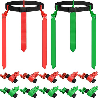 Hungdao 10/12 Players Flag Football Belts and Flags Adjustable Football Belts for Kids Teens Adults Team Training Sport Event - color: Red, Green