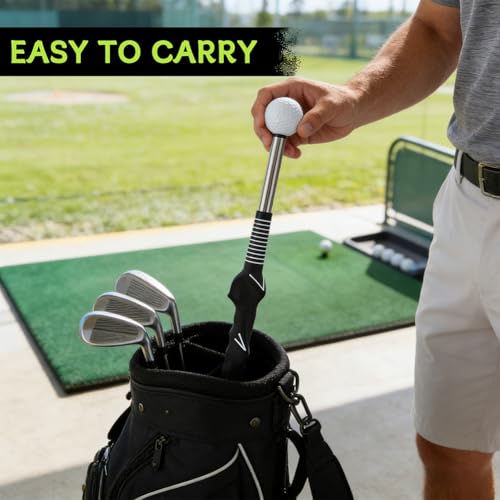 Retractable Golf Swing Trainer with Click Feedback, Right-Hand Grip Tempo Training Aid, Telescopic Golf Tempo Stick for Indoor Practice & Warm-Up, 15-23.6 in Portable Golf Accessory Kit