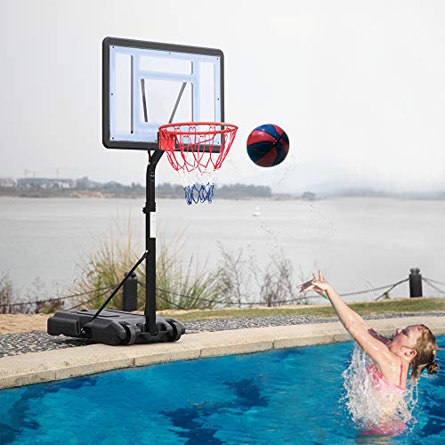 Ktaxon Poolside Basketball Hoop, Adjustable Height 45-53" Swimming Pool Upgraded Portable Basketball Hoop Stand with Fillable Base