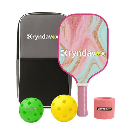 Kryndavox Fiberglass Pickleball Paddle – USAPA Approved Pickleball Racket for Men & Women, Lightweight High-Performance Paddle with Comfortable Grip for Beginners & Pros（Pink）
