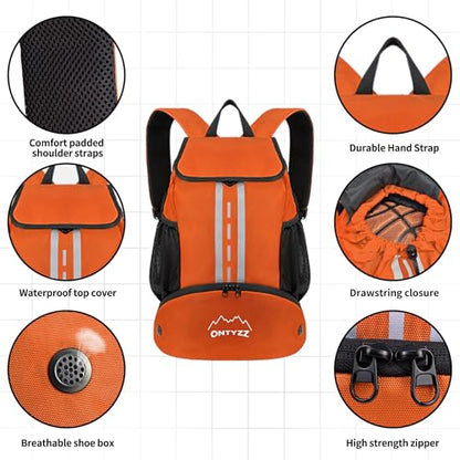 ONTYZZ Sports Backpack with Drawstring Closure Basketball Backpack with Shoe Compartment Swim Beach Bag - color: Basics-Orange