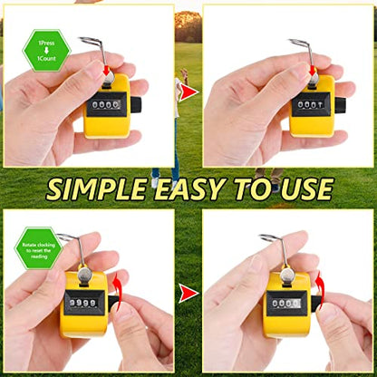 TOODOO 6 Pack Hand Tally Counter 4 Digit Mechanical Palm Clicker Plastic Hand Held Counter Clicker with Metal Finger Ring for School Golf Sports Events Office Stadium