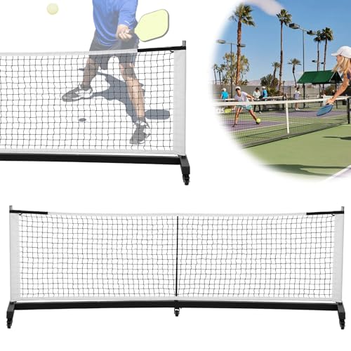 Portable Folding Pickleball Net with Wheels, Professional Pickle Ball Game Net Stand Lightweight for Tennis Driveway Backyard