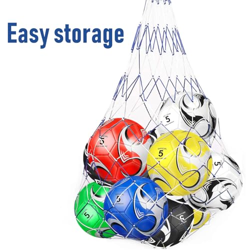 6 Pack Size 5/4/3 Soccer Balls for Training & Matches – Official Size & Weight, Includes Carry Net, Needles, Air Pump – Ideal for Youth and Adult Players - size: Size 3