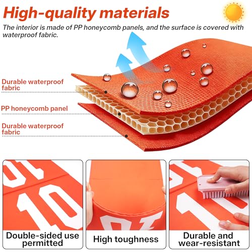 Set of 11 Football Yard Markers Field Markers Orange High Visibility Weighted Yardage Markers with Portable Carrying Bag, Football Gear for Football Training Equipment
