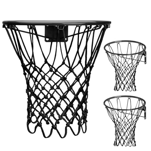 2 Pack Heavy Duty Basketball Net Replacement,2025 Upgrade Heavy Duty Basketball Net, All Weather Anti Whip,12 Loops Fits Standard Indoor or Outdoor Rims - color: Black+Black