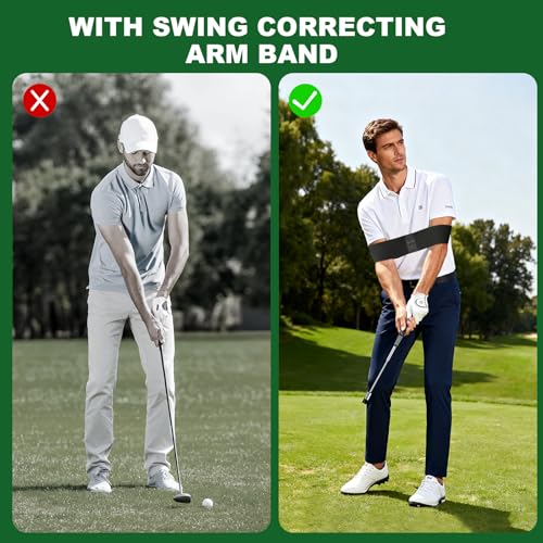Retractable Golf Swing Trainer, Portable Golf Grip Trainer Right Hand with Practice Golf Club Weights for Enhance Swing Technique, Beginners Tempo Trainer for Chipping Hitting