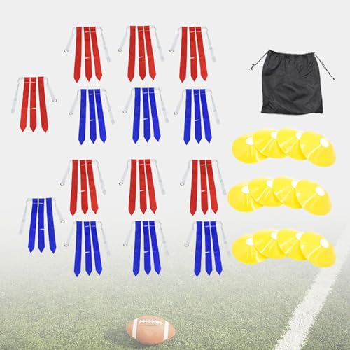 Premium Flag Football Belt Set for All Ages, 14 Belts 12 Cones