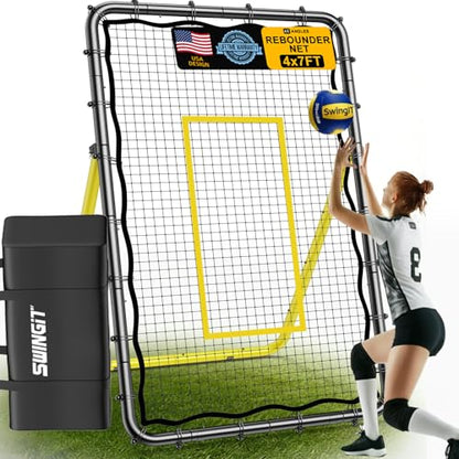 Adjustable Volleyball Rebounder Net 7x4FT/4x4FT– Bounce Back Practice Equipment for Volleyball Spike, Serving Trainer for Lacrosse Training, Ideal for Outdoor Indoor and Backyard Training