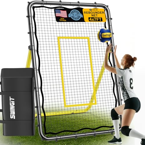 Adjustable Volleyball Rebounder Net 7x4FT/4x4FT– Bounce Back Practice Equipment for Volleyball Spike, Serving Trainer for Lacrosse Training, Ideal for Outdoor Indoor and Backyard Training