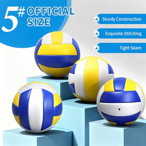 jiaonun 12 Pack Regulation Size 5 Volleyballs for Women and Men, Outdoor or Indoor, with Pump