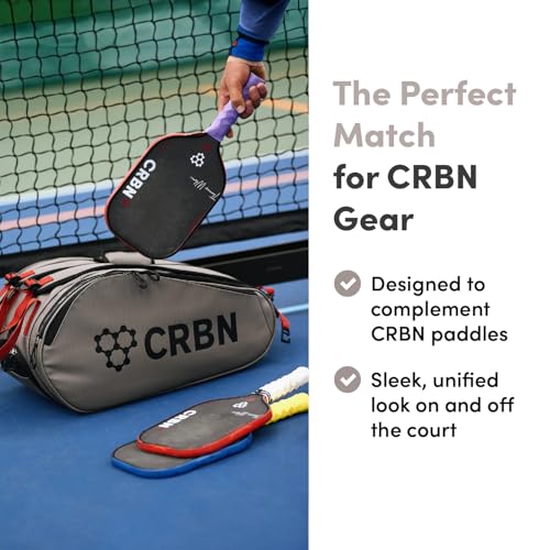 CRBN Pickleball - Pro Team Tour Pickleball Paddle Bag with Built-In Zip-Off Sling Bag - Padded Side Pockets for 6 Paddles, Shoes & More - color: Pearl
