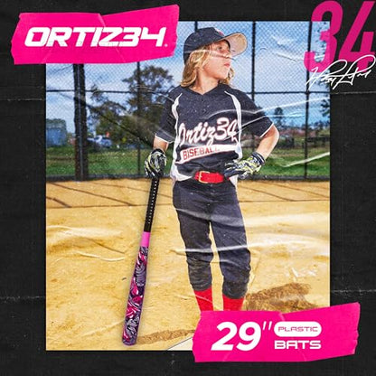 Ortiz34 Bat & Ball Set - Graffiti Plastic Bat & Ball Homerun Set- David Ortiz Backyard Baseball Set for Youth, Kids, Teenagers, Adults (Bat & Ball Set, Blue) - color: Pink, style: Bat & Ball Set