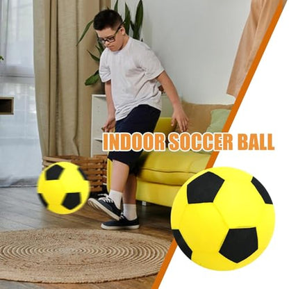 Inflatable Soft Football, Simulation Soccer Ball, 9.84 Inches Beach Toy with Leakproof, Elastic PVC Spheres, Indoor Play Toy with Bounce Design, Blow Up Football for Outdoor Use - color: Velvet Yellow