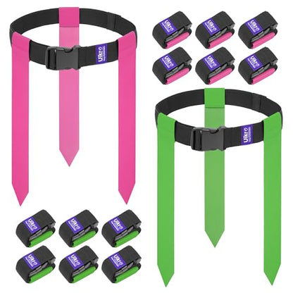 Flag Football Belts, 14 Player Flag Football Set with 42 Flags for Adults Youth Kids, Sports Training Competition - color: Pink & Green, 14 Player, 42 Flags