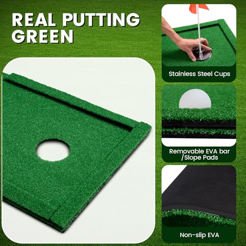 Putting Green Golf Putting Mat Non-Slip Professional Practice Trainning Mat for Indoor Outdoor - style: Putting Green-eva ball stop strip