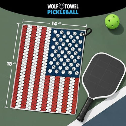 Wolf Golf Towels Pickleball Towel | Pickleball Gifts | American Flag Paddles | Sport Towel | Retirement Gift - color: American Flag