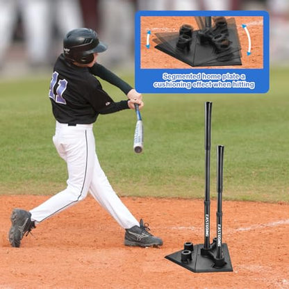 Heavy Duty Baseball and Softball Portable Travel Batting Tee.Adjustable 5-Position Baseball and Softball Batting Tee.Hitting Tee for Any Age Player Baseball - color: Black+ bag
