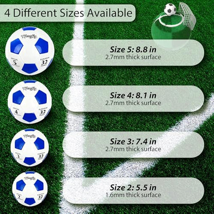 Soccer Ball Size 3 with Pump Needle, Size 3 Trainning Classic White Black Thicker PU Tight Weaved Suitable for Youth Boy League Game Trainning - color: White+Blue