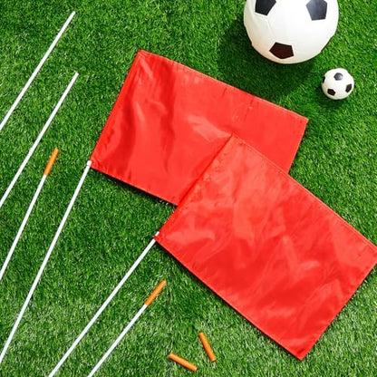 HunnmingRe 67" Soccer Corner Flags Set of 4 with Soccer Agility Poles 12.4 x 9.65 Football Field Corner Flags Training Poles for Outdoor Sports Rugby Field Hockey Training Practice Equipment (No Base)