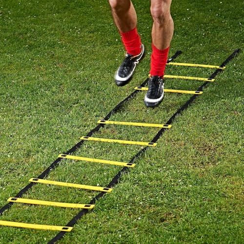 Agility Ladder - Speed Training Ladder for Soccer | Football Fitness Feet Training Carry Bag Agility Trainer Equipment | 12 Rung Speed Equipment for Gym Outdoor Fitness Practice Baseball Sports