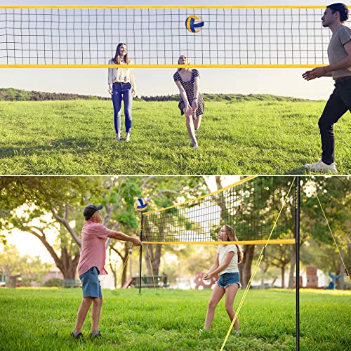 Volleyball Net Outdoor, Professional Volleyball Net for Backyard with Anti-Sag Device Adjustable Height Poles, Portable Volleyball Set with Official Volleyball, Pump, Boundary Line