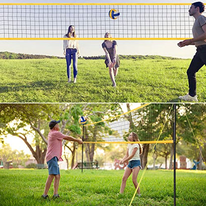Volleyball Net Outdoor, Professional Volleyball Net for Backyard with Anti-Sag Device Adjustable Height Poles, Portable Volleyball Set with Official Volleyball, Pump, Boundary Line