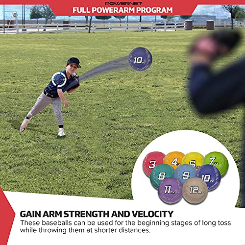 PowerNet Weighted Ball, Baseball Training Equipment for Improving Throwing Velocity and Strength for Pitching, Training Balls Sold Individually, 3 oz - 12 oz
