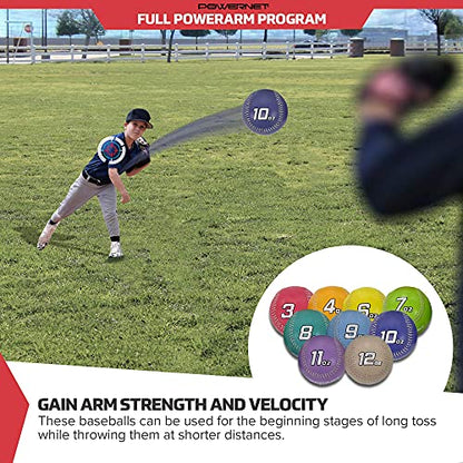 PowerNet Weighted Ball, Baseball Training Equipment for Improving Throwing Velocity and Strength for Pitching, Training Balls Sold Individually, 3 oz - 12 oz