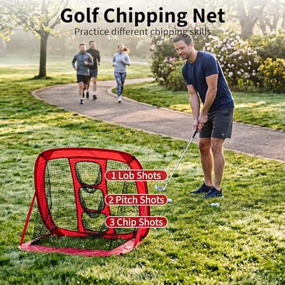 Garvee Golf Nets 10x7 FT, Golf Practice Net for Backyard Driving Real GolfBalls, Golfer Hitting with Chipping, Dual Turf Mat, Silk Targets, Balls&Tees, Carry Bag, for Garage Indoor Outdoor Driving