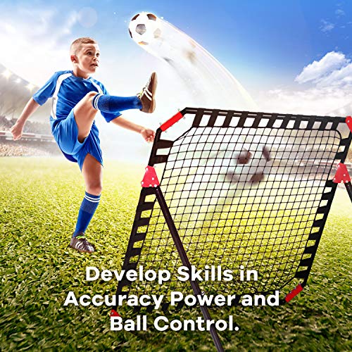 Soccer Rebound Net - Skill Training Gifts, Aids & Equipment for Kids & Teens | Portable Kick-Back Rebounder, Football Team Exercises & Solo Practice
