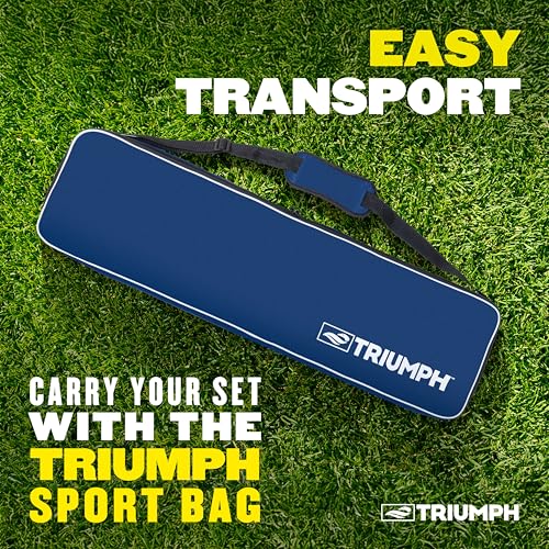 Triumph Sports Competition Volleyball Set for Backyard, Beach & Park with 32' Regulation Outdoor Volleyball Net, Steel Poles, Official Ball with Pump, Boundary Lines & Carry Bag